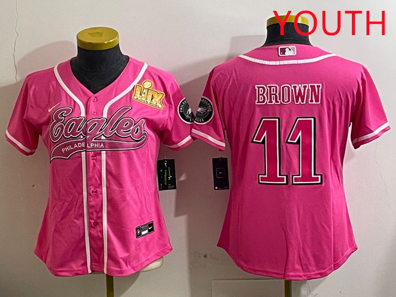 Youth Philadelphia Eagles #11 Brown Pink Jointly Name 2025 Nike Limited NFL Jersey style 6
